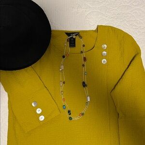 Ali Miles Mustard Color Textured Blouse